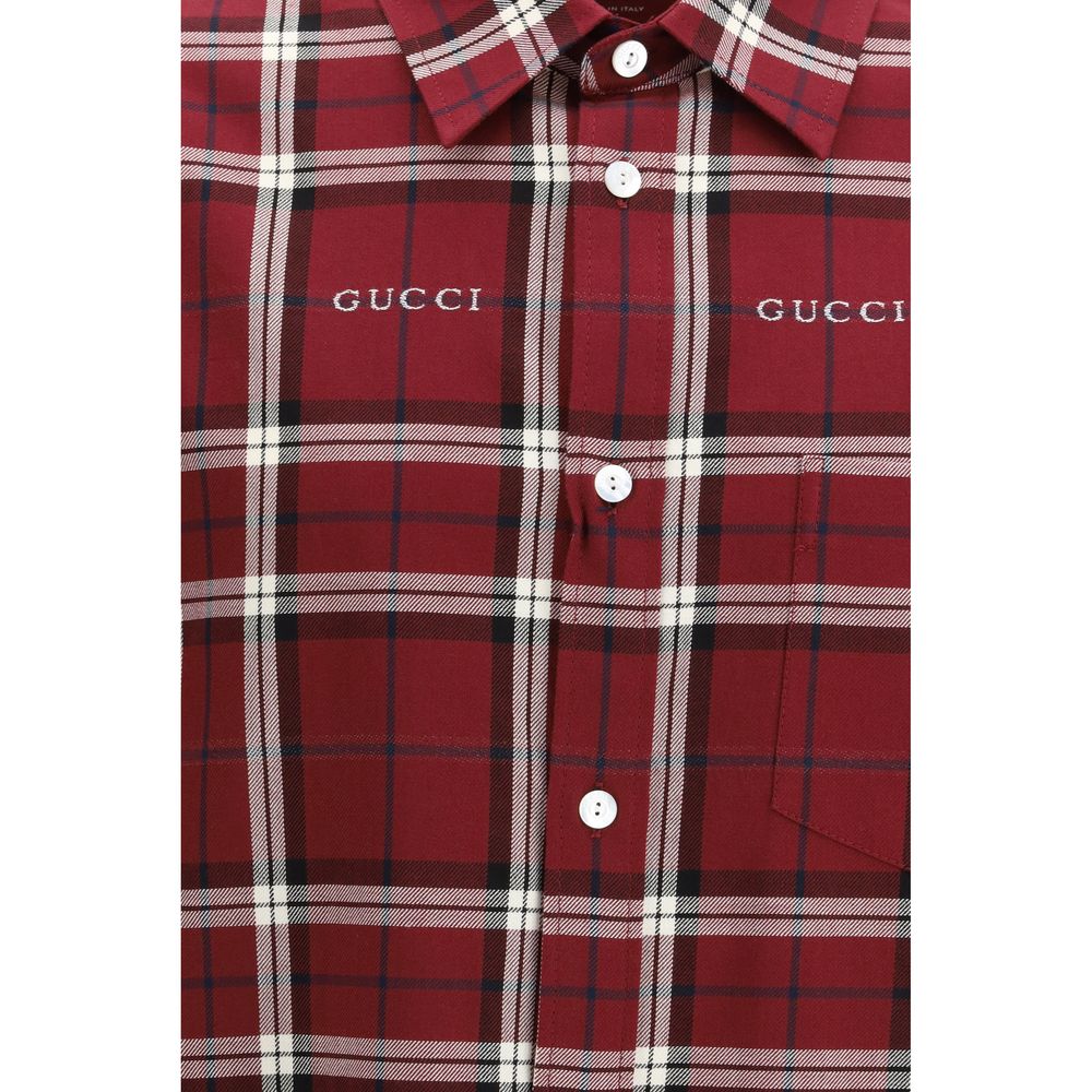 Gucci Red Cotton Pattern Men's Shirt