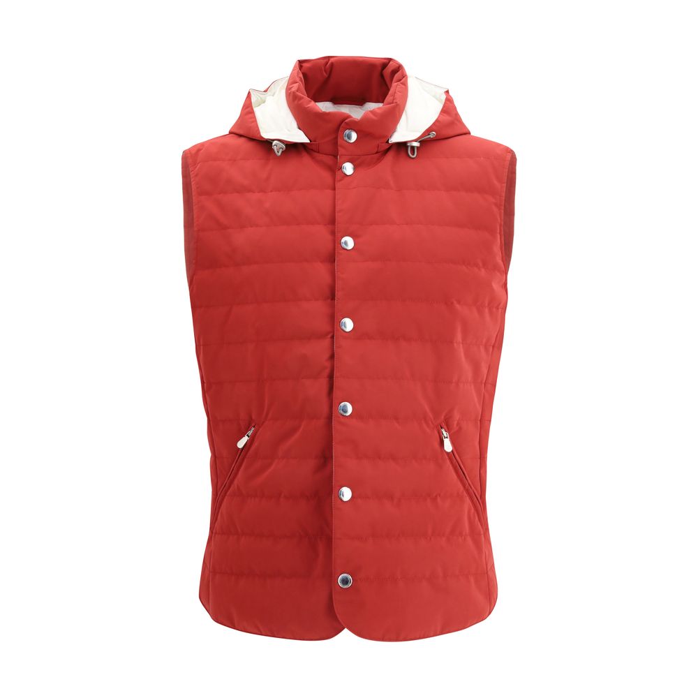 Brunello Cucinelli Red Polyester Sleeveless Men's Jacket