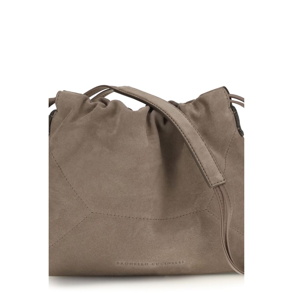 Brunello Cucinelli Beige Calf Leather Bos Taurus Shoulder Women's Bag