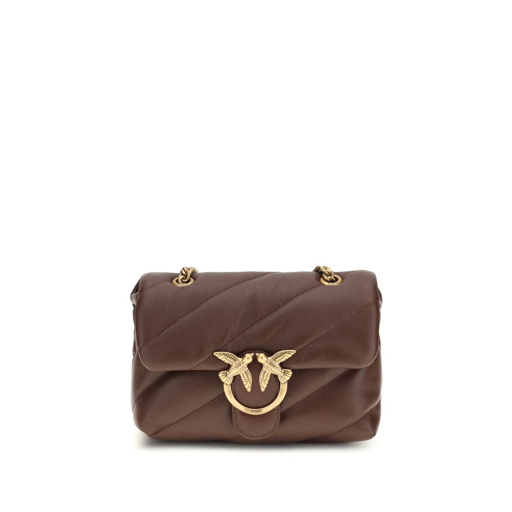PINKO Brown Calf Leather Bos Taurus Shoulder Women's Bag