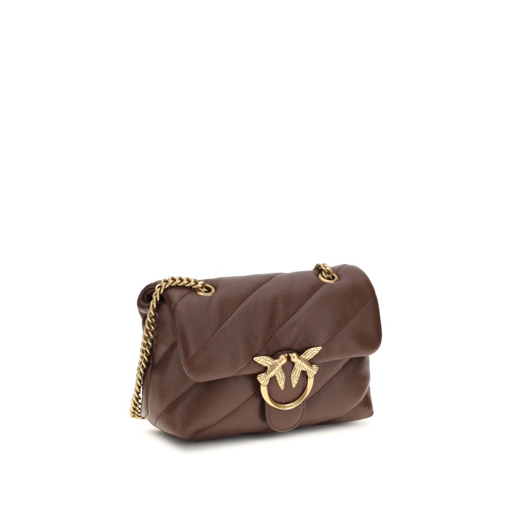 PINKO Brown Calf Leather Bos Taurus Shoulder Women's Bag