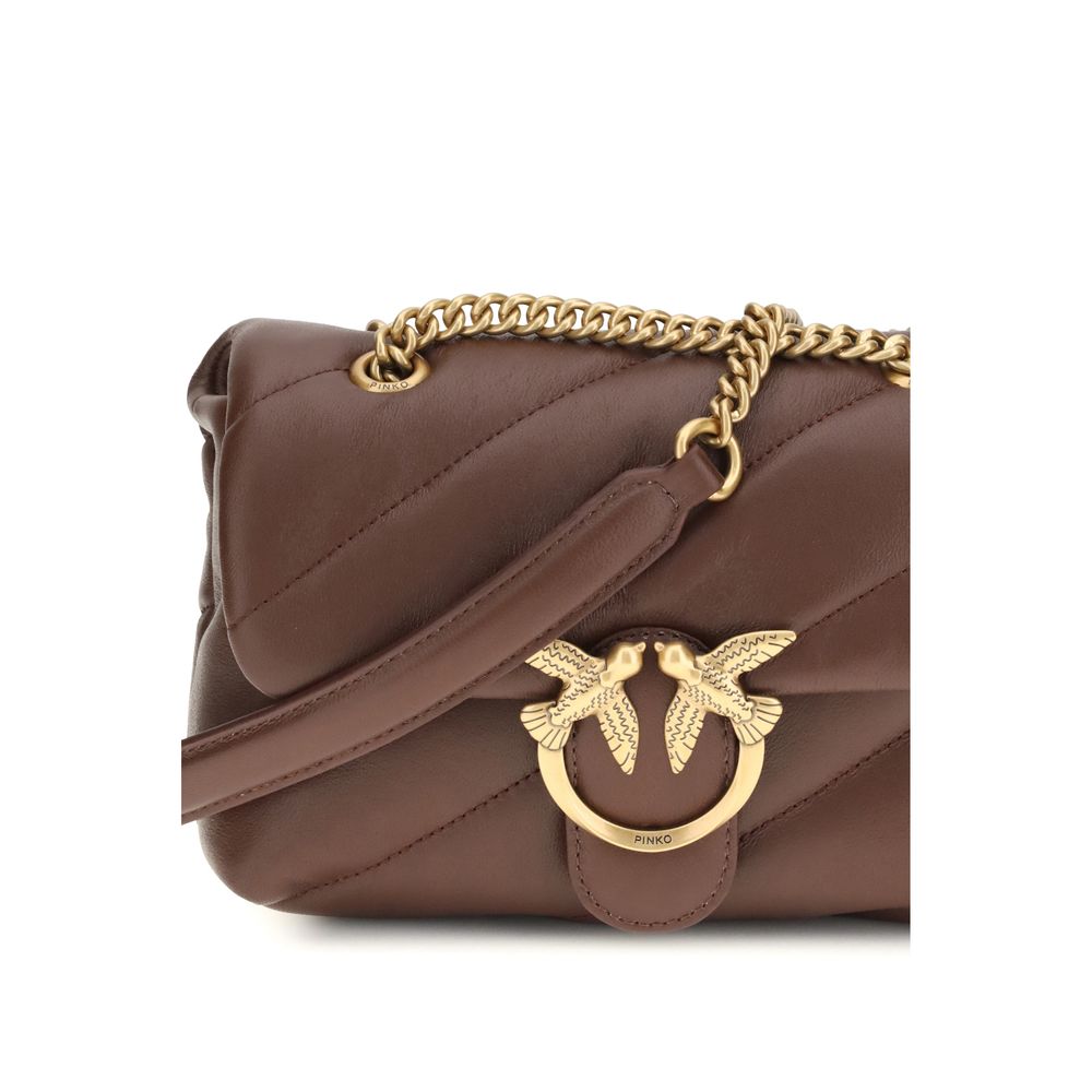 PINKO Brown Calf Leather Bos Taurus Shoulder Women's Bag