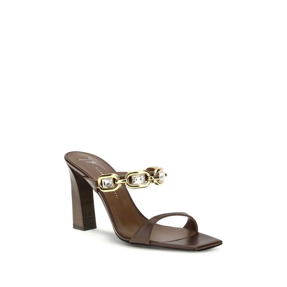 Giuseppe Zanotti Brown Calf Leather Bos Taurus Women's Sandals