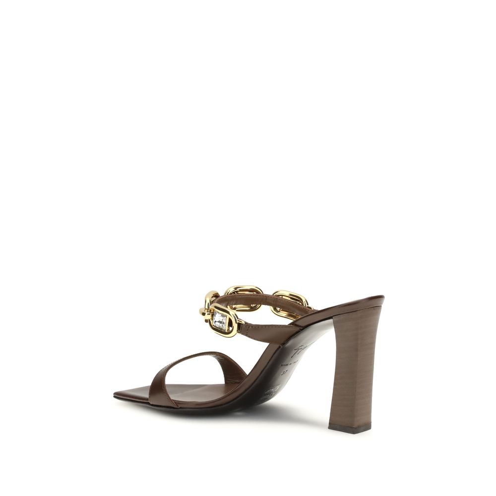 Giuseppe Zanotti Brown Calf Leather Bos Taurus Women's Sandals