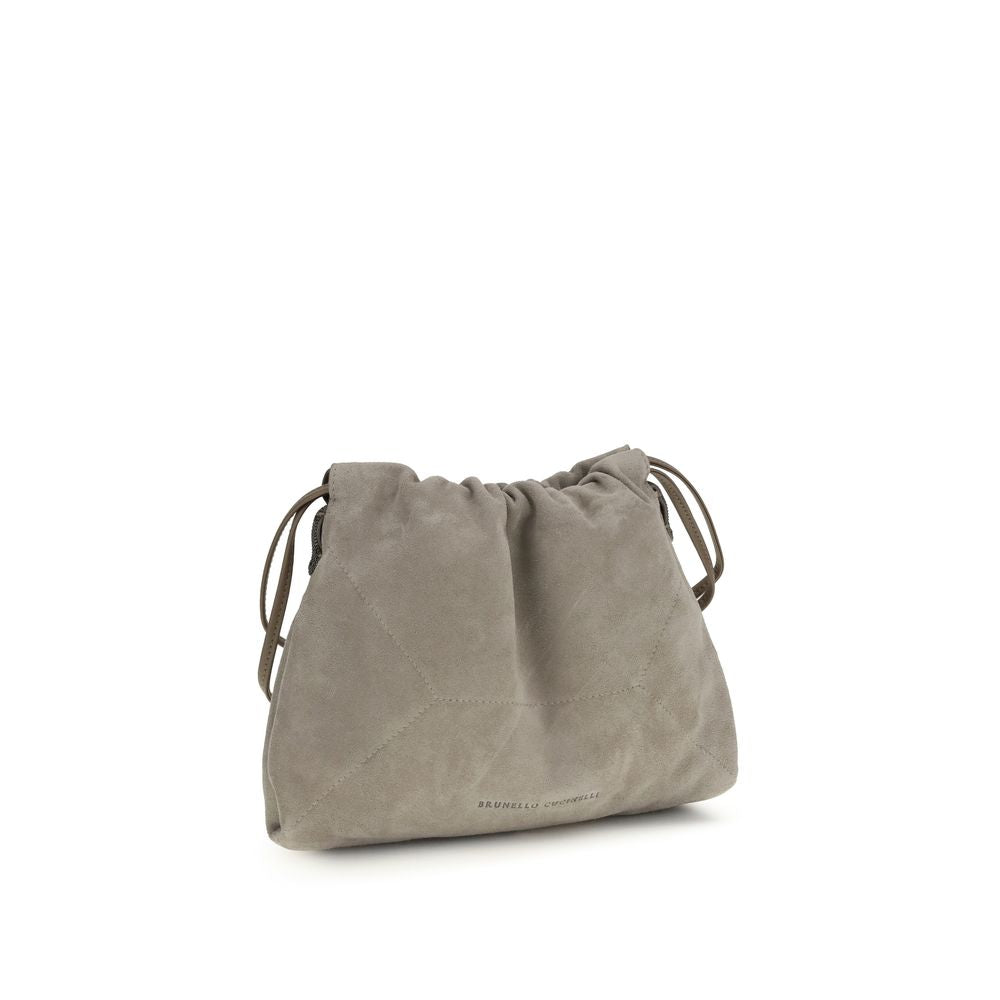 Brunello Cucinelli Gray Calf Leather Bos Taurus Clutch Women's Bag