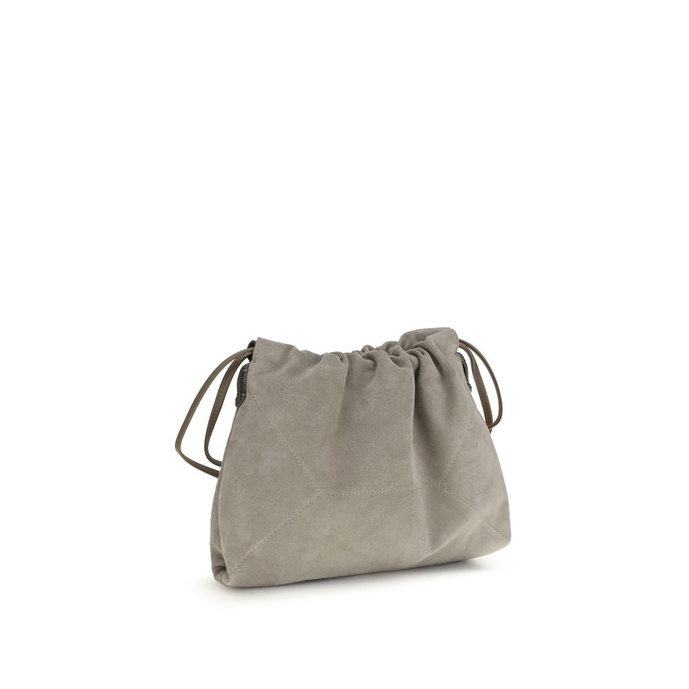 Brunello Cucinelli Gray Calf Leather Bos Taurus Clutch Women's Bag