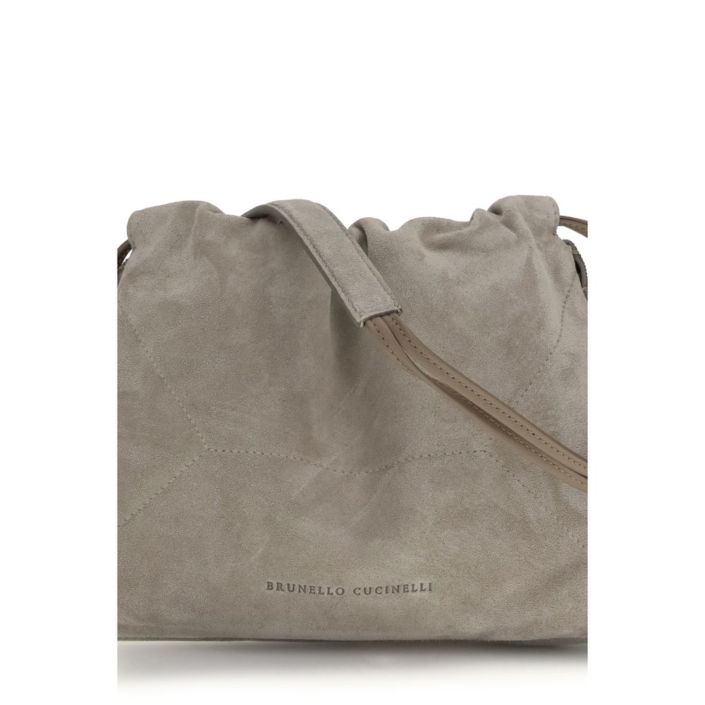 Brunello Cucinelli Gray Calf Leather Bos Taurus Clutch Women's Bag