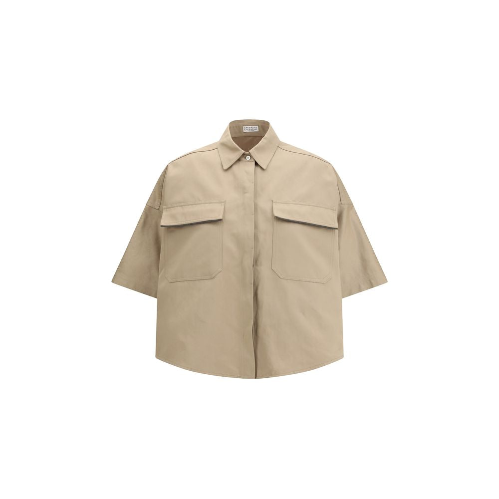 Brunello Cucinelli Beige Cotton Shortsleeve Women's Shirt