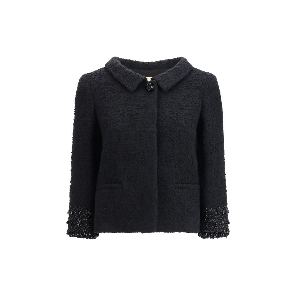 Black Wool Biker Women's Jacket