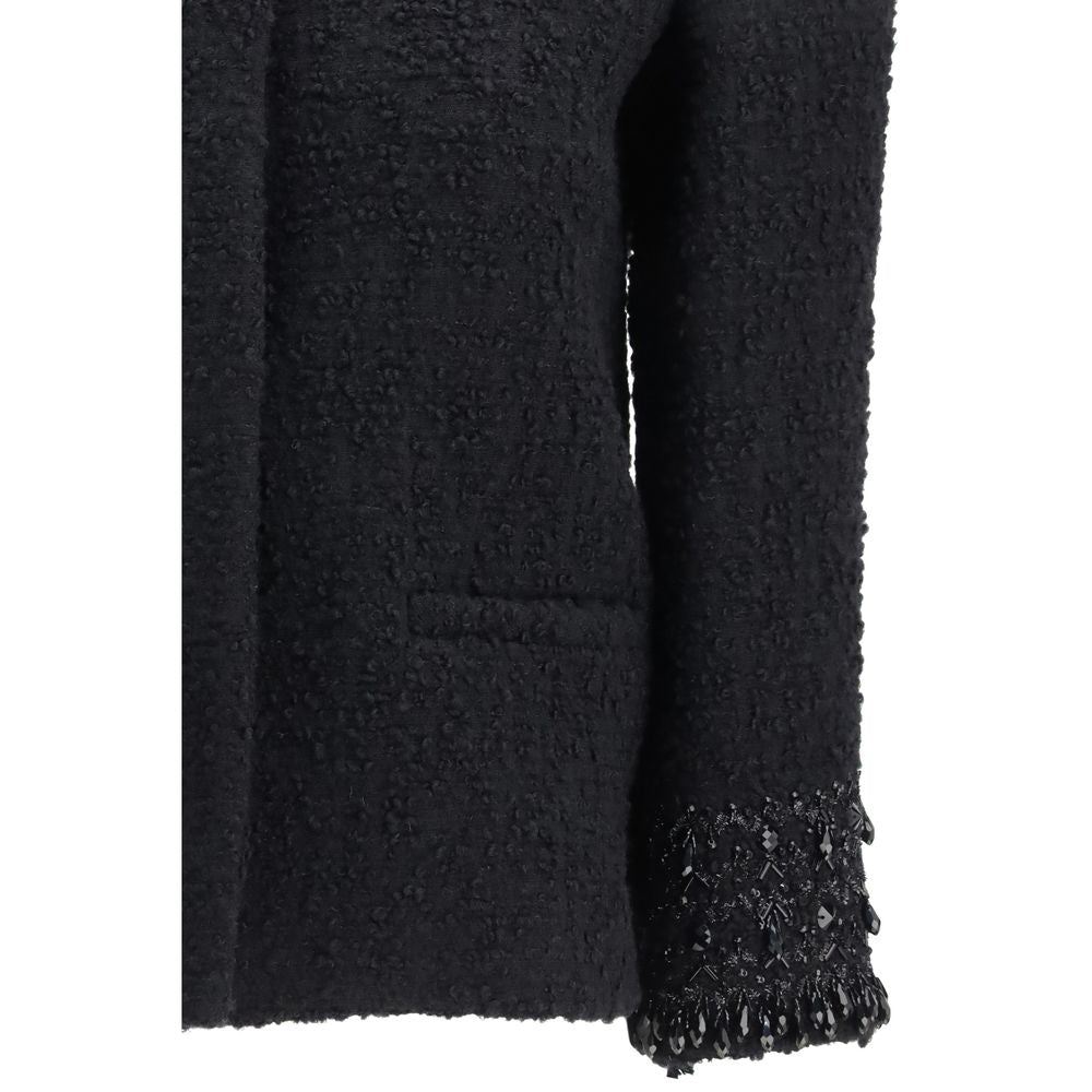 Black Wool Biker Women's Jacket