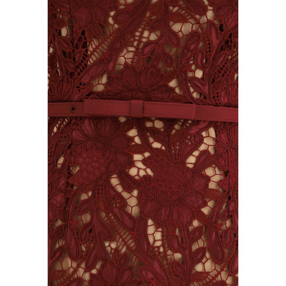 Self-Portrait Bordeaux Polyester Cocktail Women's Dress
