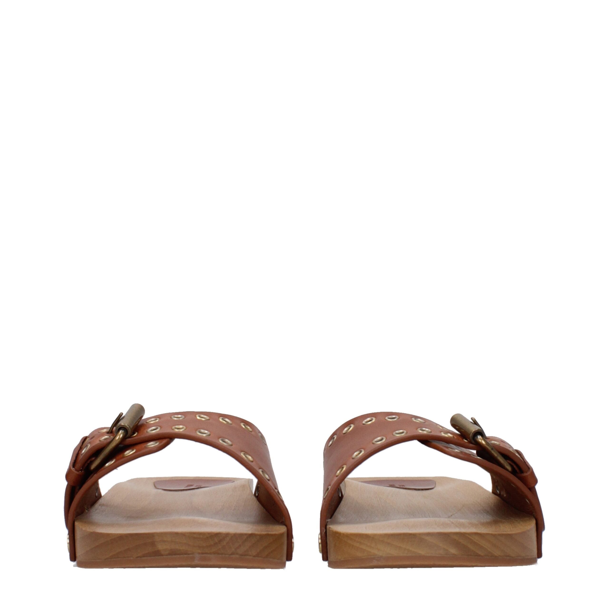 Isabel Marant Brown Leather Women's Slippers