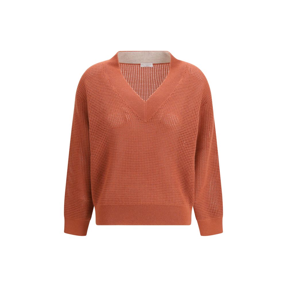 Brunello Cucinelli Red Cashmere Women's Sweater