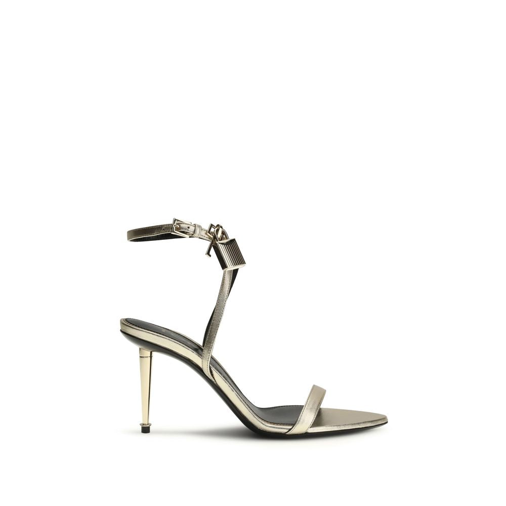 Tom Ford Gold Calf Leather Bos Taurus Stiletto Heel Women's Sandals