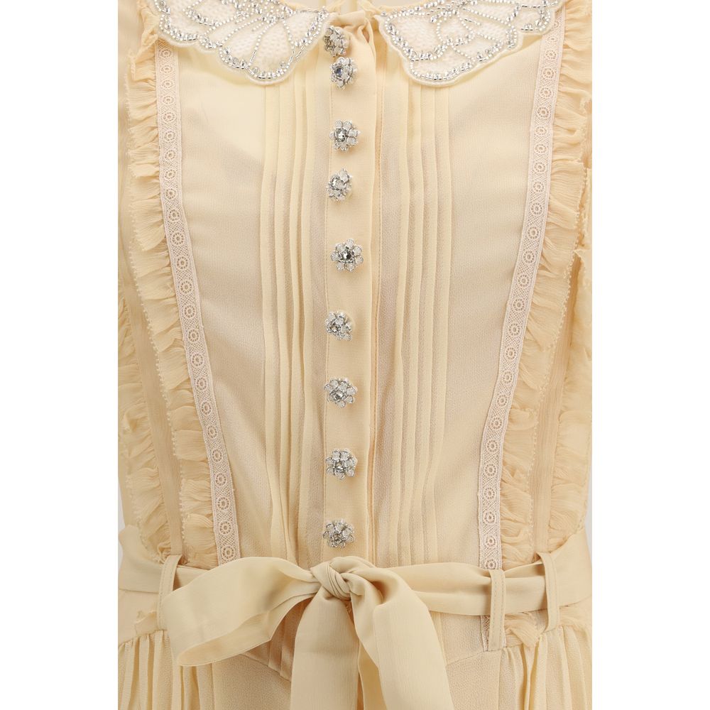 Self-Portrait Beige Viscose Casual Women's Dress