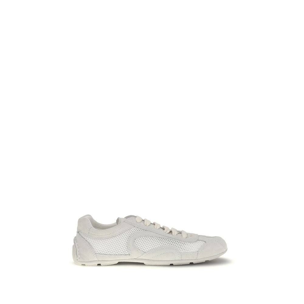 Prada White Fabric Low Top Women's Sneakers
