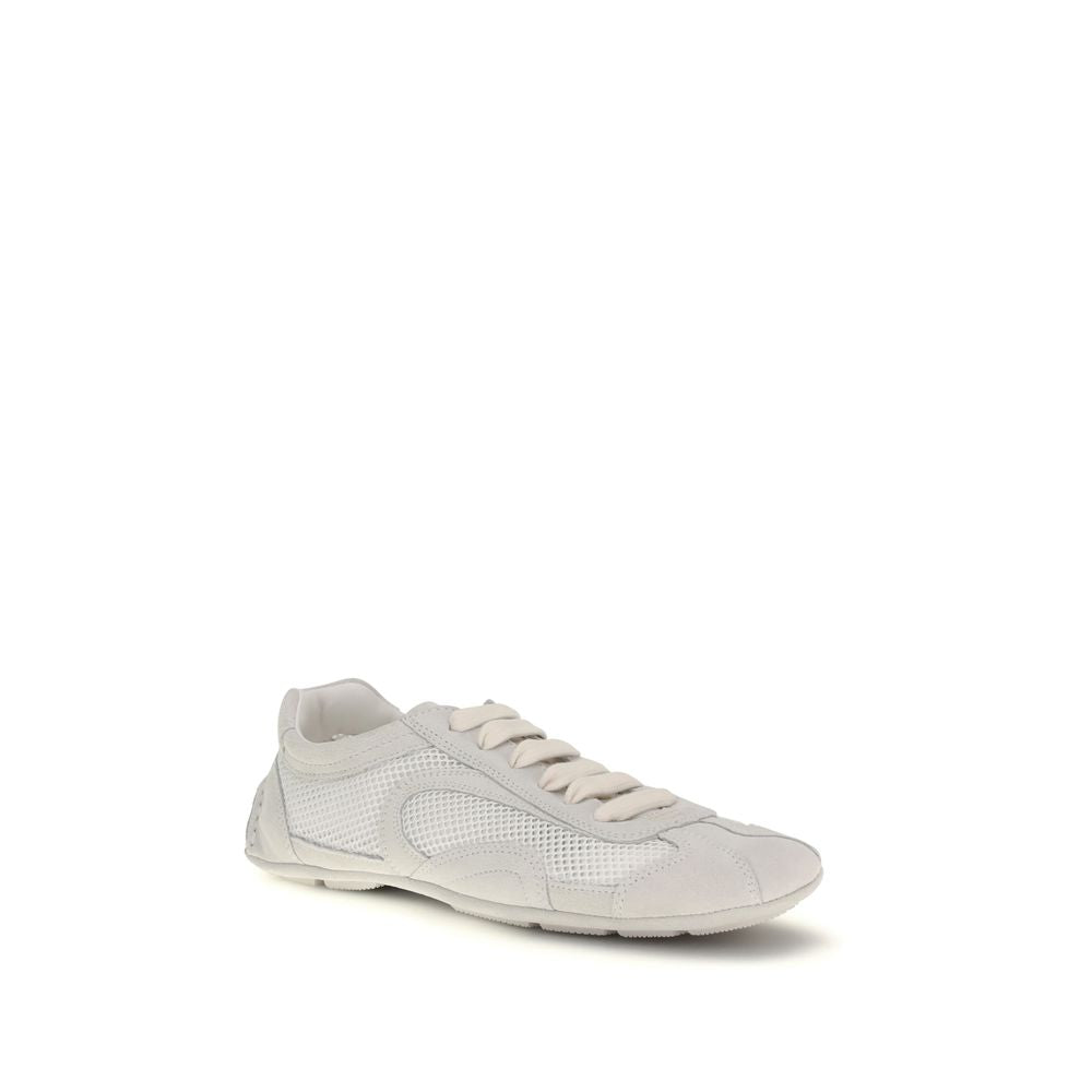 Prada White Fabric Low Top Women's Sneakers