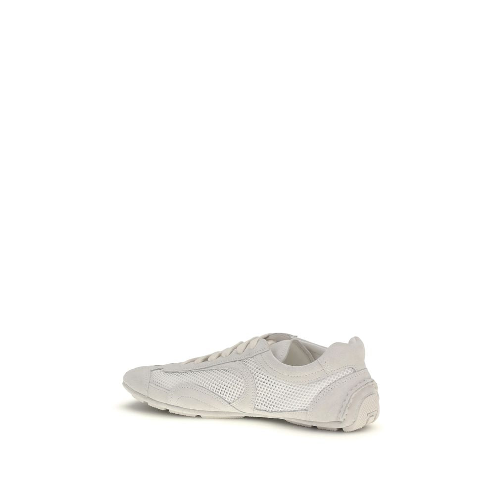 Prada White Fabric Low Top Women's Sneakers
