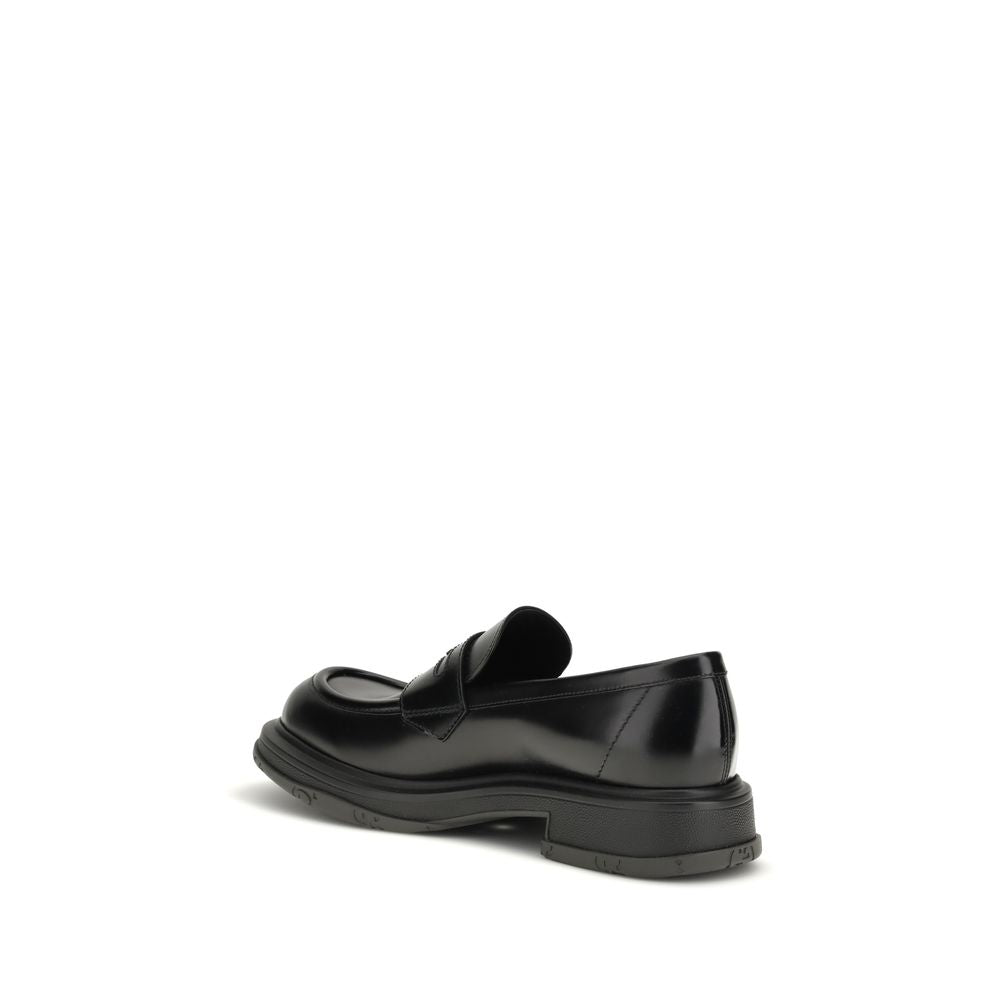 Gucci Black Calf Leather Bos Taurus Slip-On Men's Loafers