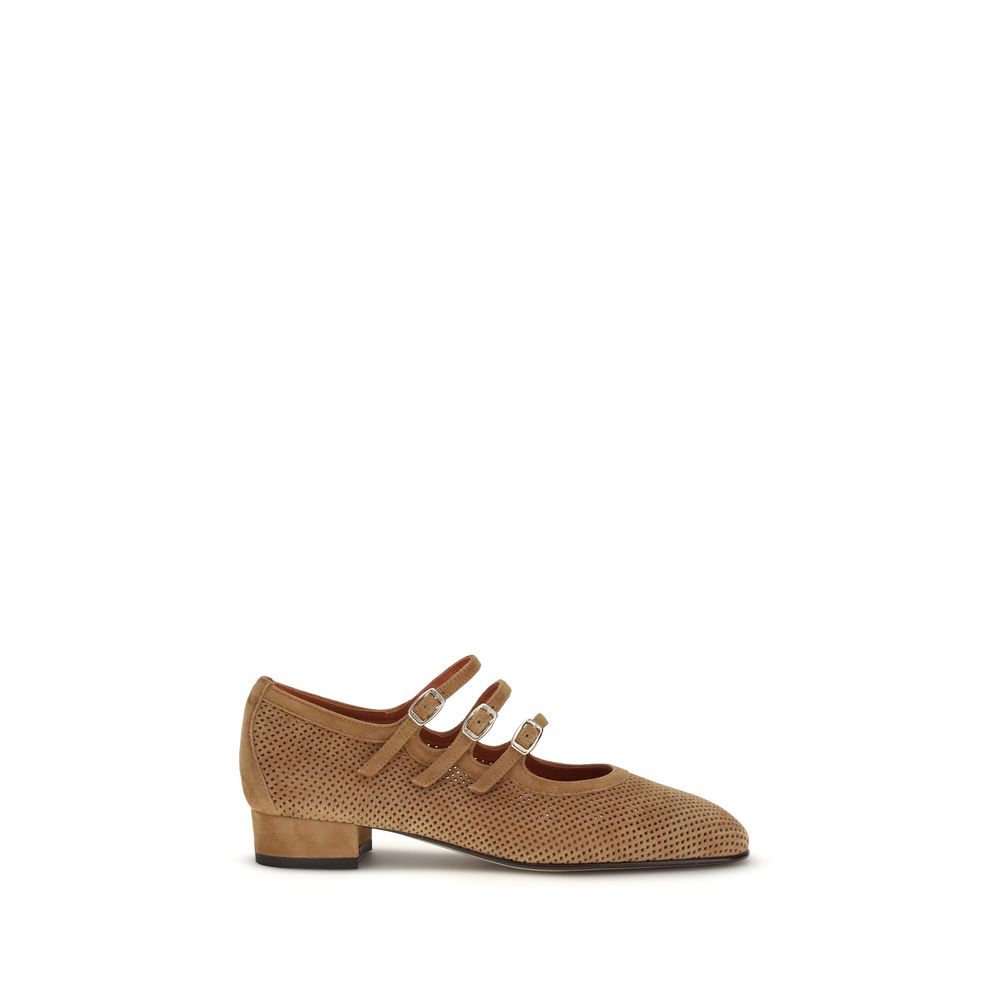 Carel Paris Beige Calf Leather Bos Taurus Ballet Women's Flats