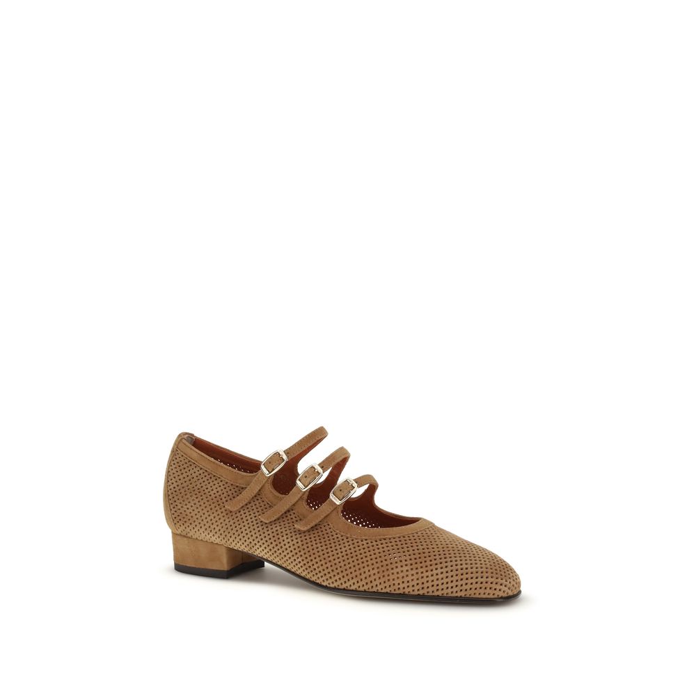 Carel Paris Beige Calf Leather Bos Taurus Ballet Women's Flats