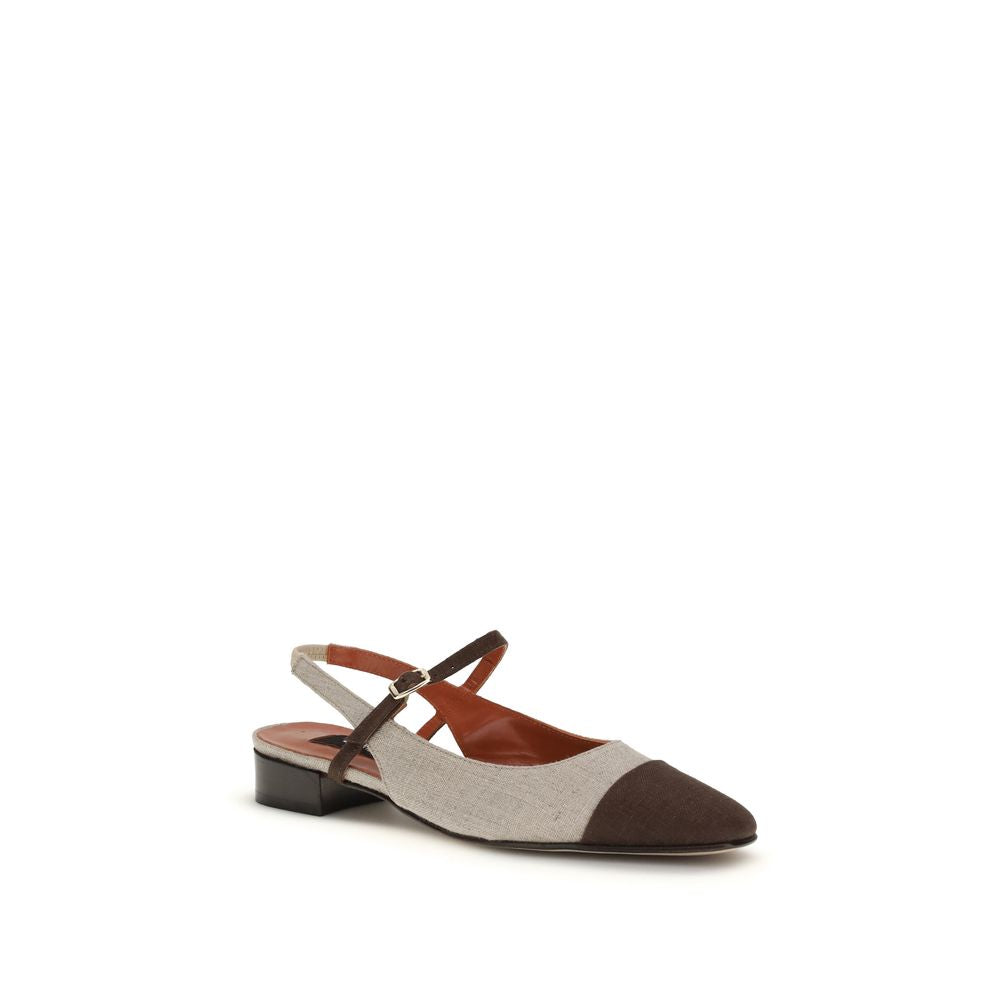 Carel Paris Beige Cotton Ballet Women's Flats