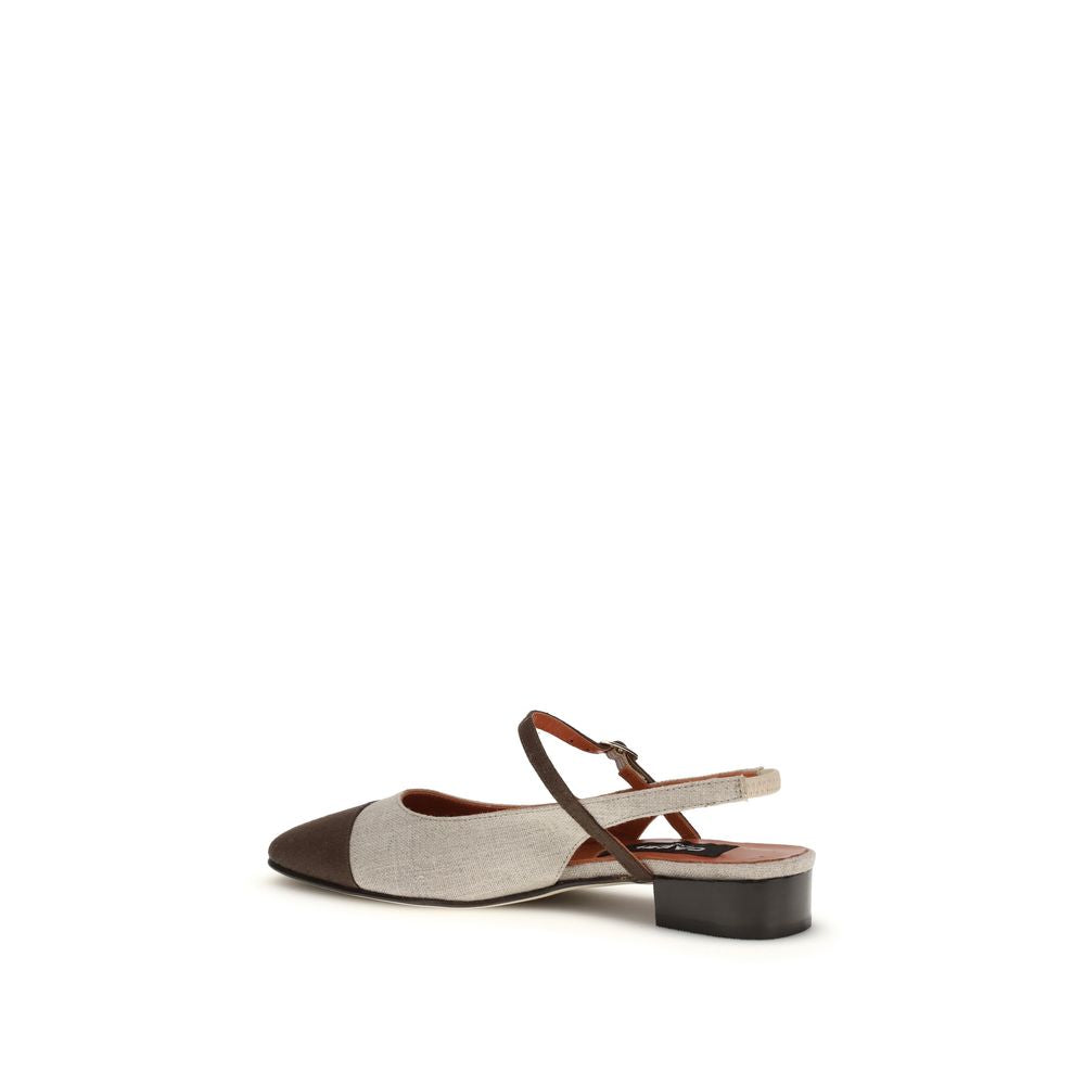 Carel Paris Beige Cotton Ballet Women's Flats