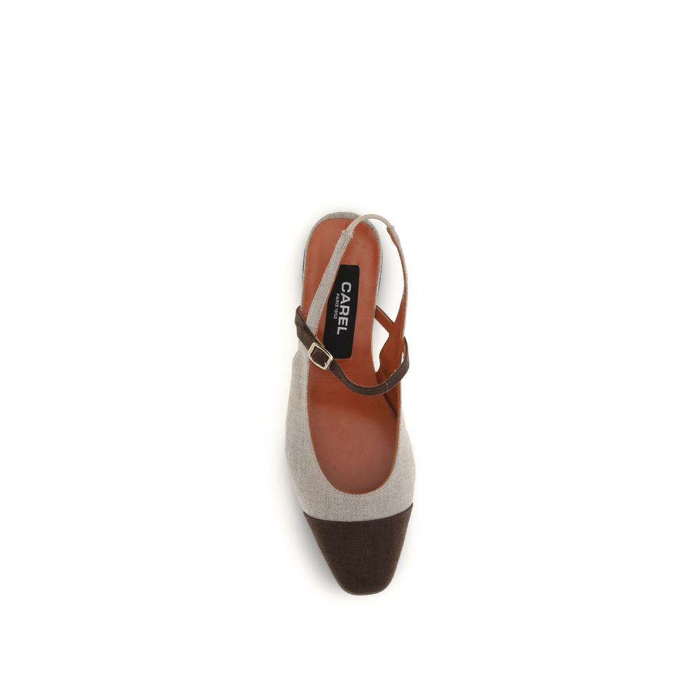 Carel Paris Beige Cotton Ballet Women's Flats