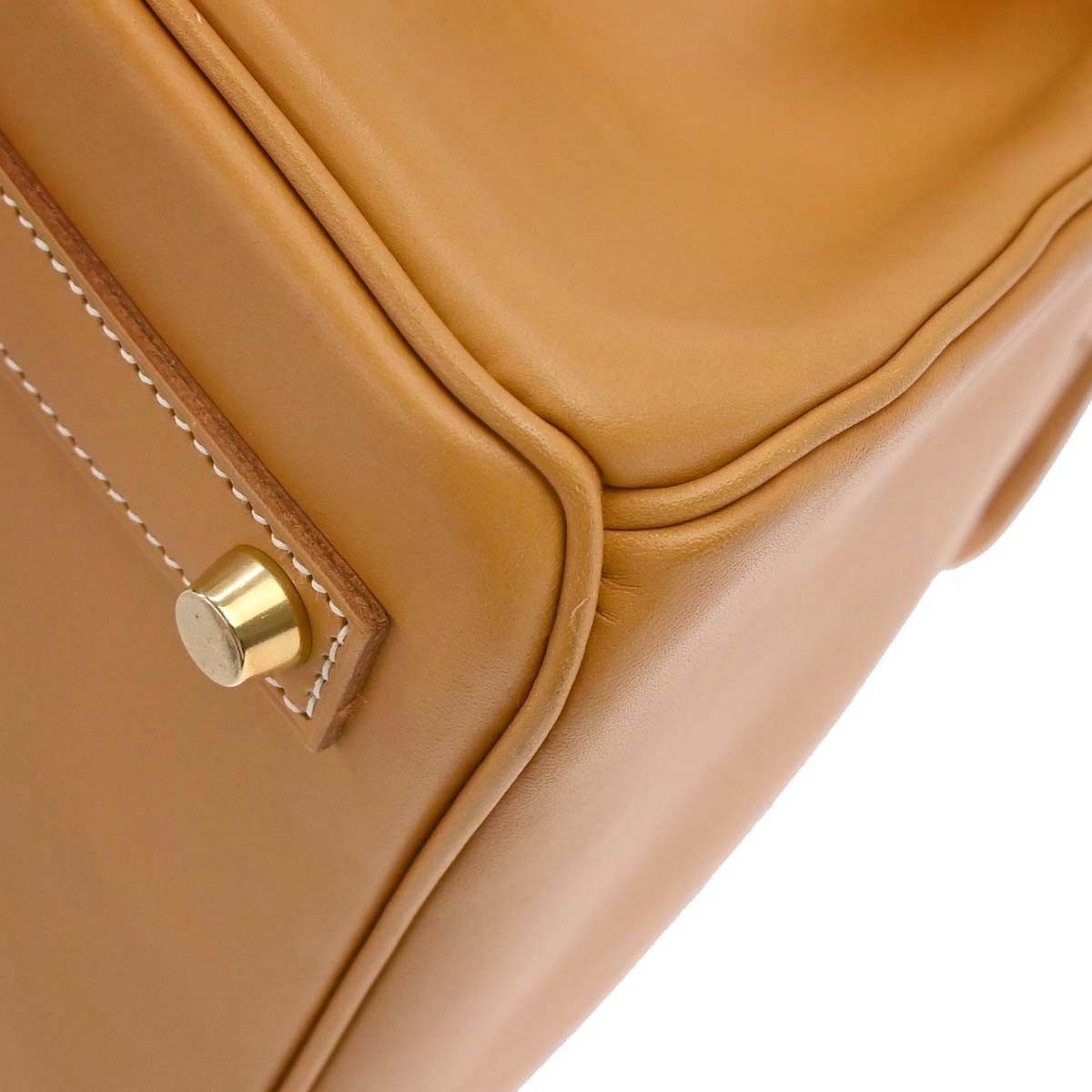 Hermes Hac Birkin Brown Vache Natural With Gold Hardware Neutral Leather Handbag (Pre-Owned)