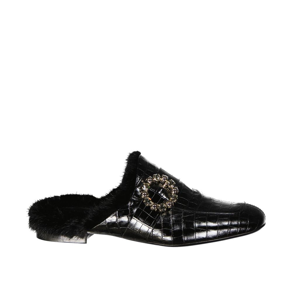 Eleventy Black Calfskin Women's Mules