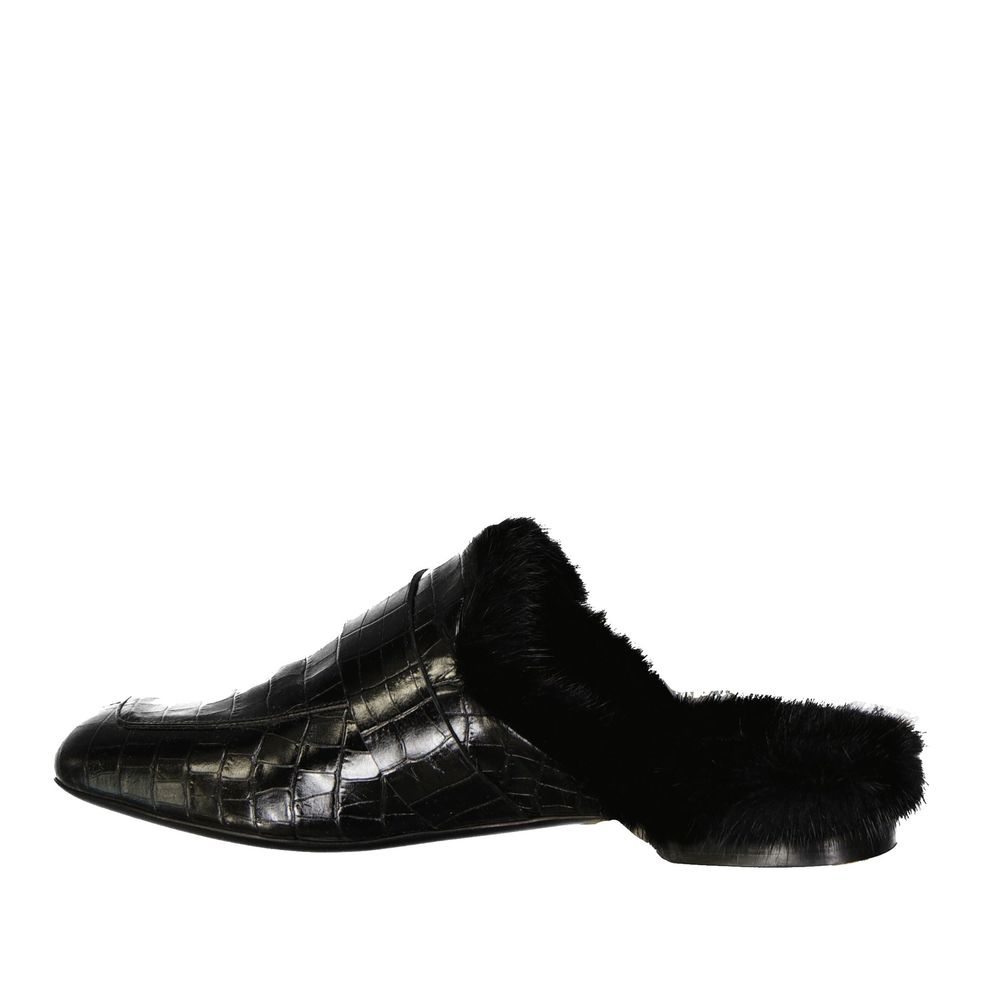 Eleventy Black Calfskin Women's Mules