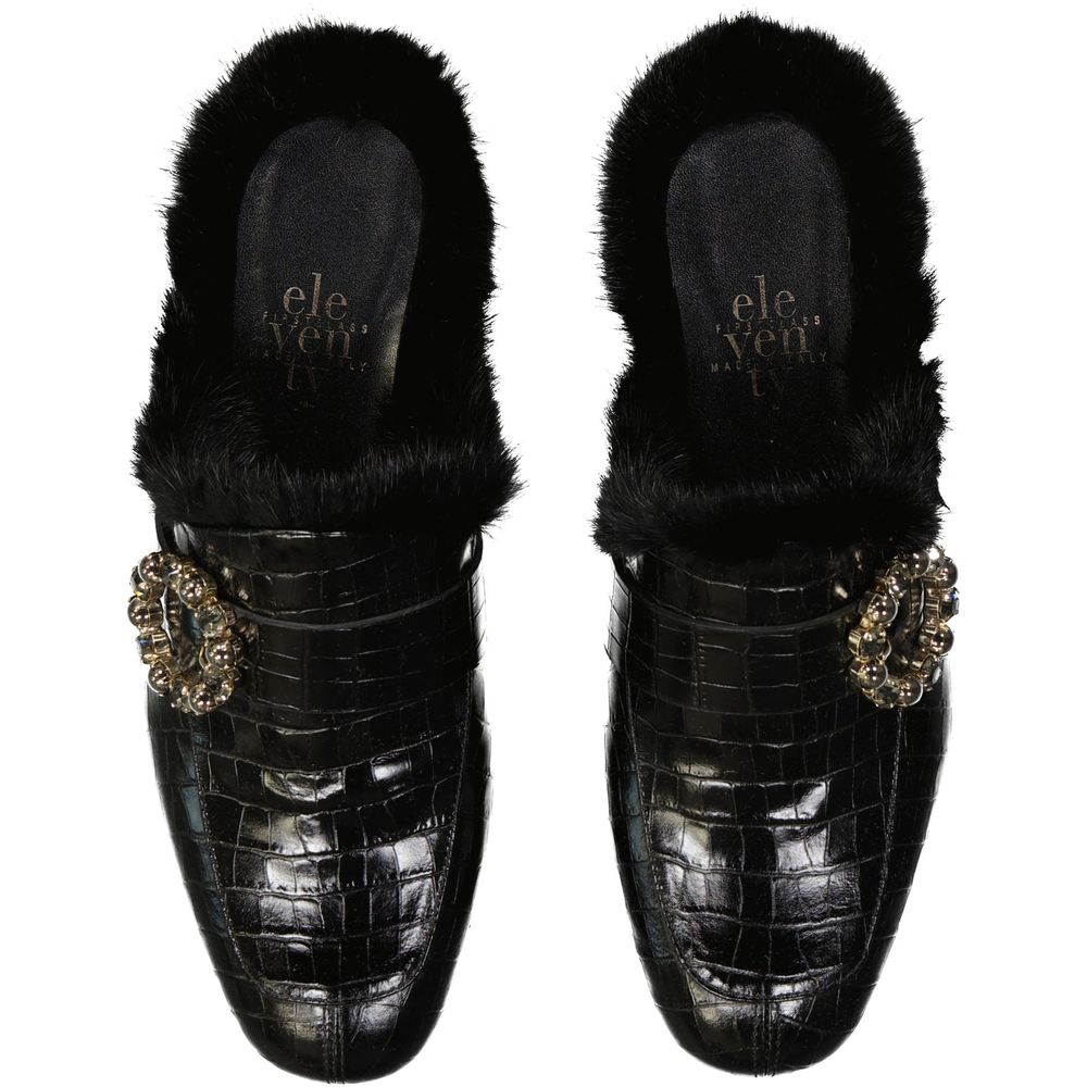Eleventy Black Calfskin Women's Mules