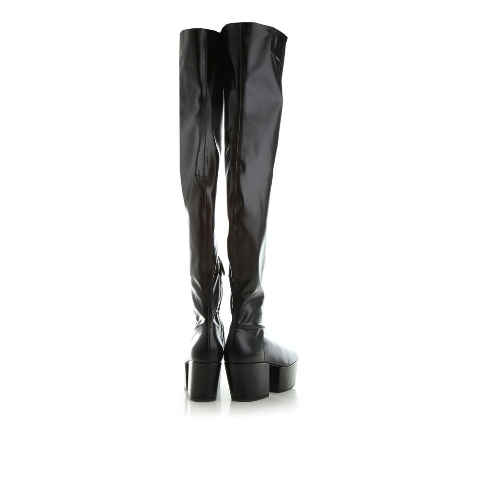 Prada Black Calfskin Over The Women's Knee