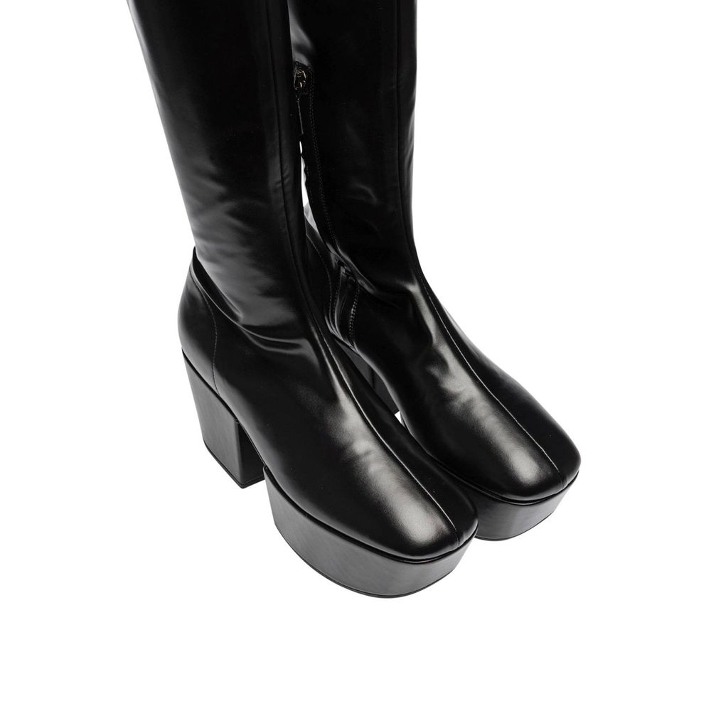 Prada Black Calfskin Over The Women's Knee