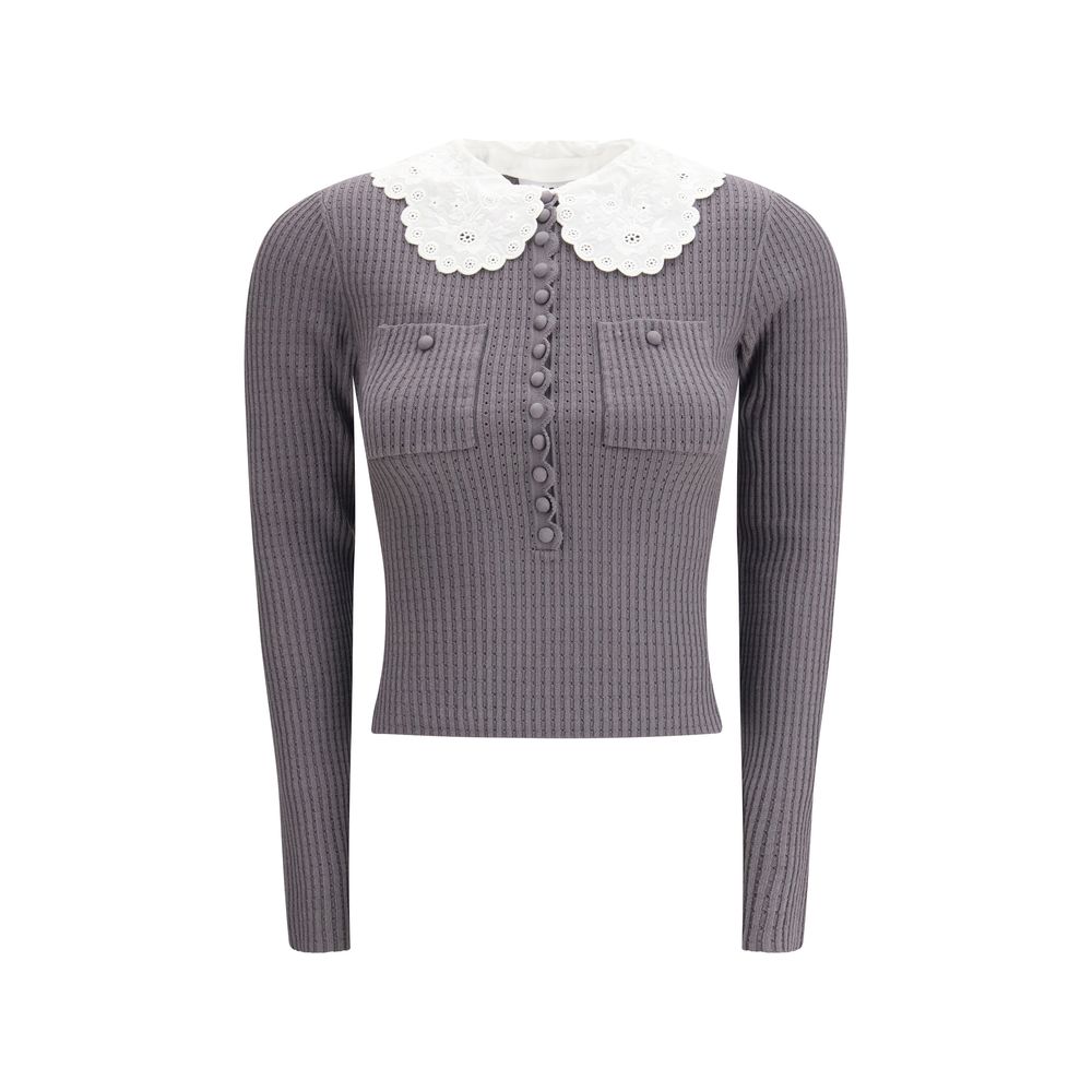 Self-Portrait Gray Viscose Women's Shirt