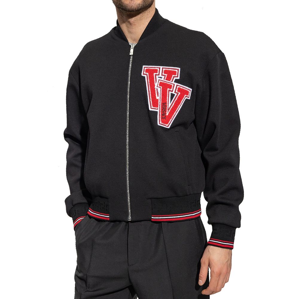 Versace Black Virgin Wool Men's Bomber