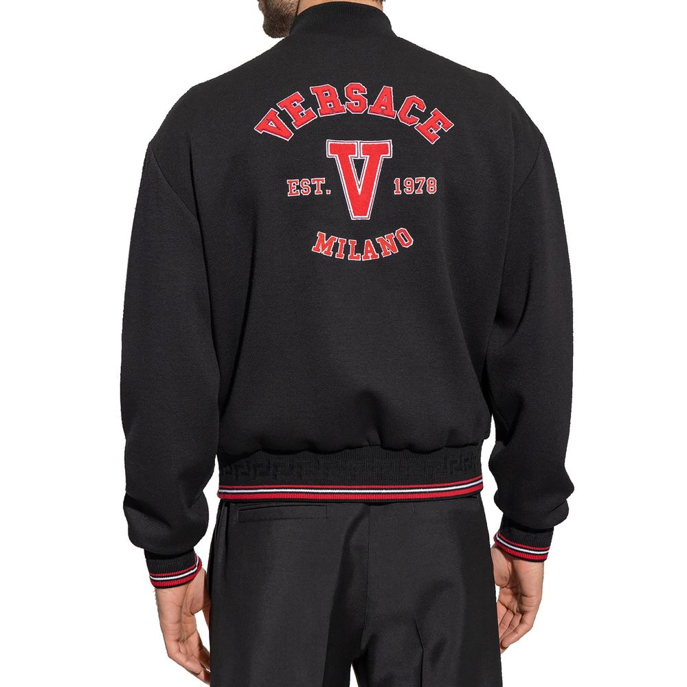 Versace Black Virgin Wool Men's Bomber