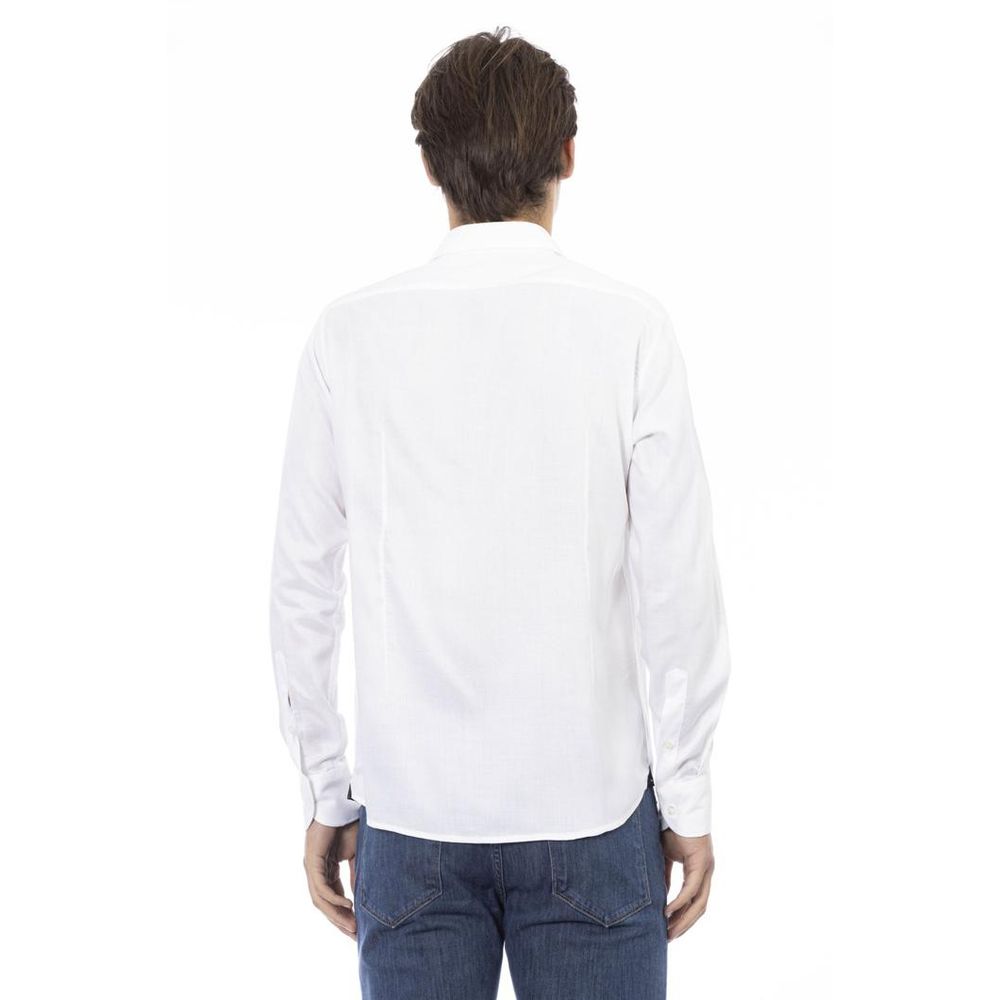 Baldinini Trend White Cotton Long Sleeve Men's T-Shirt
