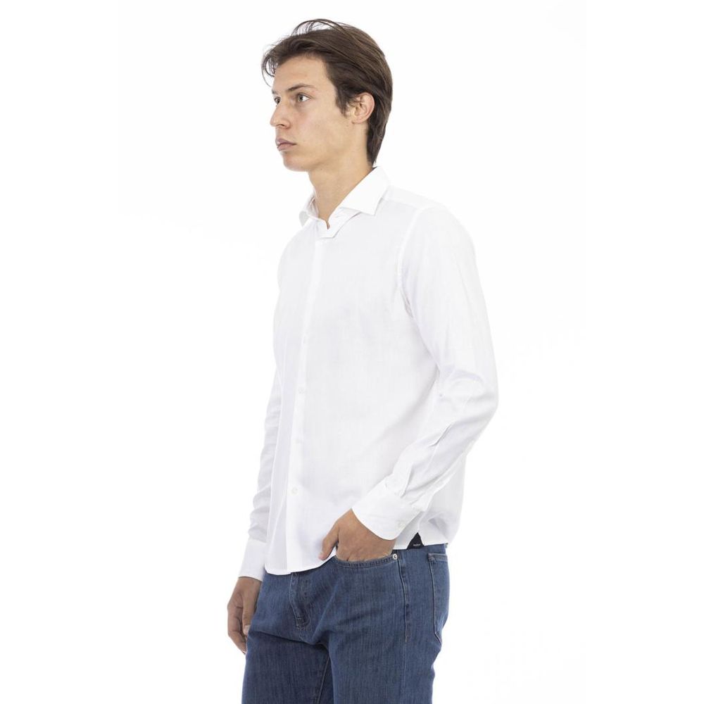 Baldinini Trend White Cotton Long Sleeve Men's T-Shirt