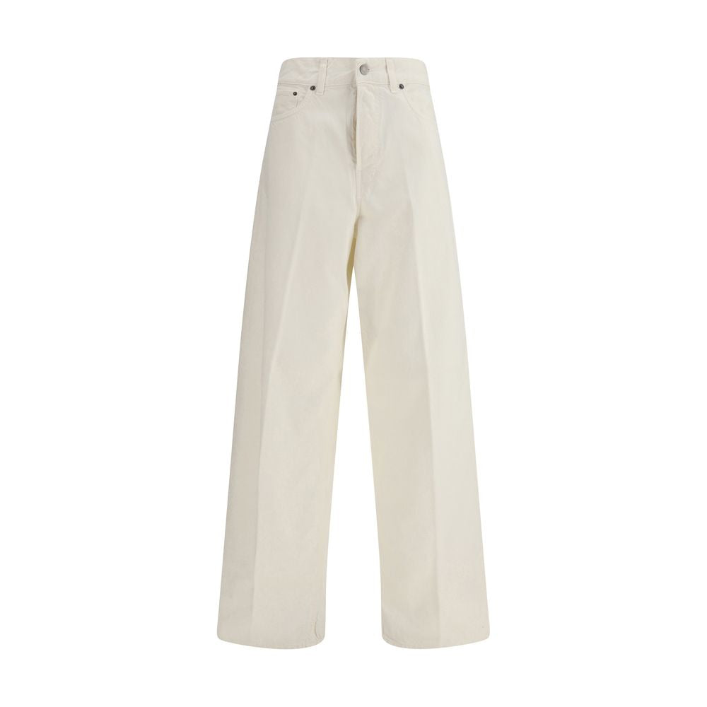 Haikure White Cotton Straight-Leg Women's Jeans
