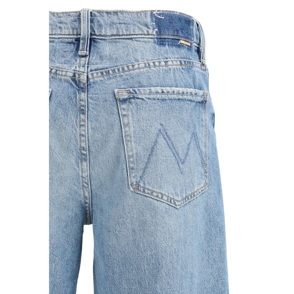 Mother Denim Blue Cotton Straight-Leg Women's Jeans