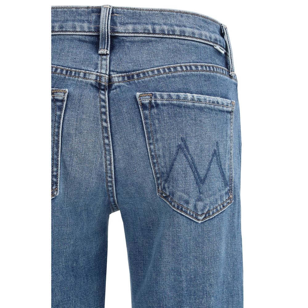 Mother Denim Blue Cotton Relaxed Fit Women's Jeans