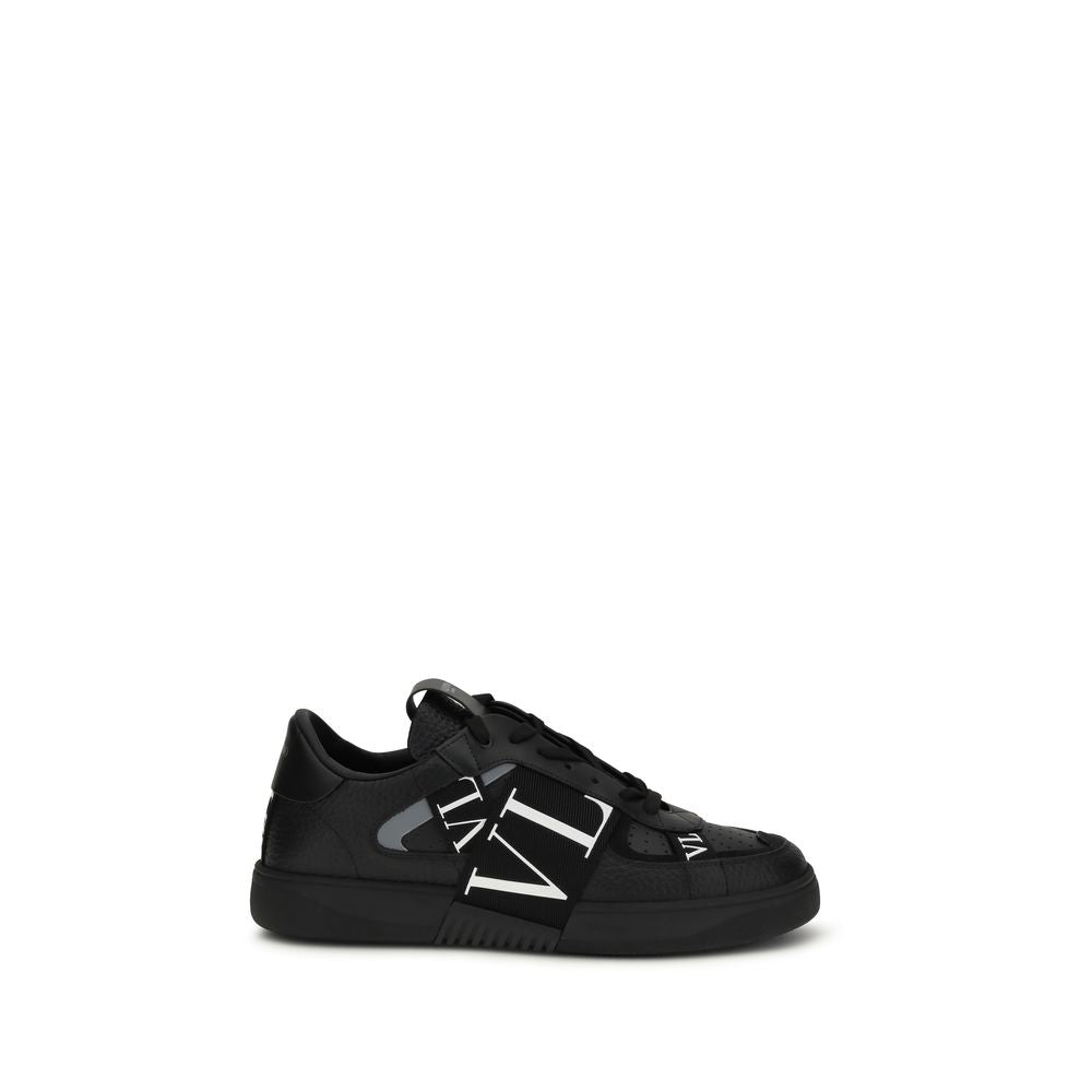 Valentino Garavani Black Calf Leather Bos Taurus Low Top Men's Sneakers