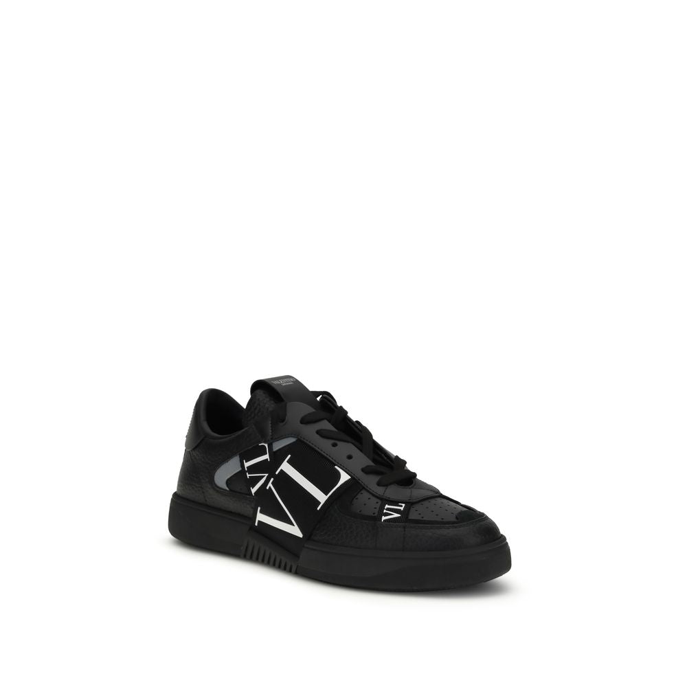 Valentino Garavani Black Calf Leather Bos Taurus Low Top Men's Sneakers