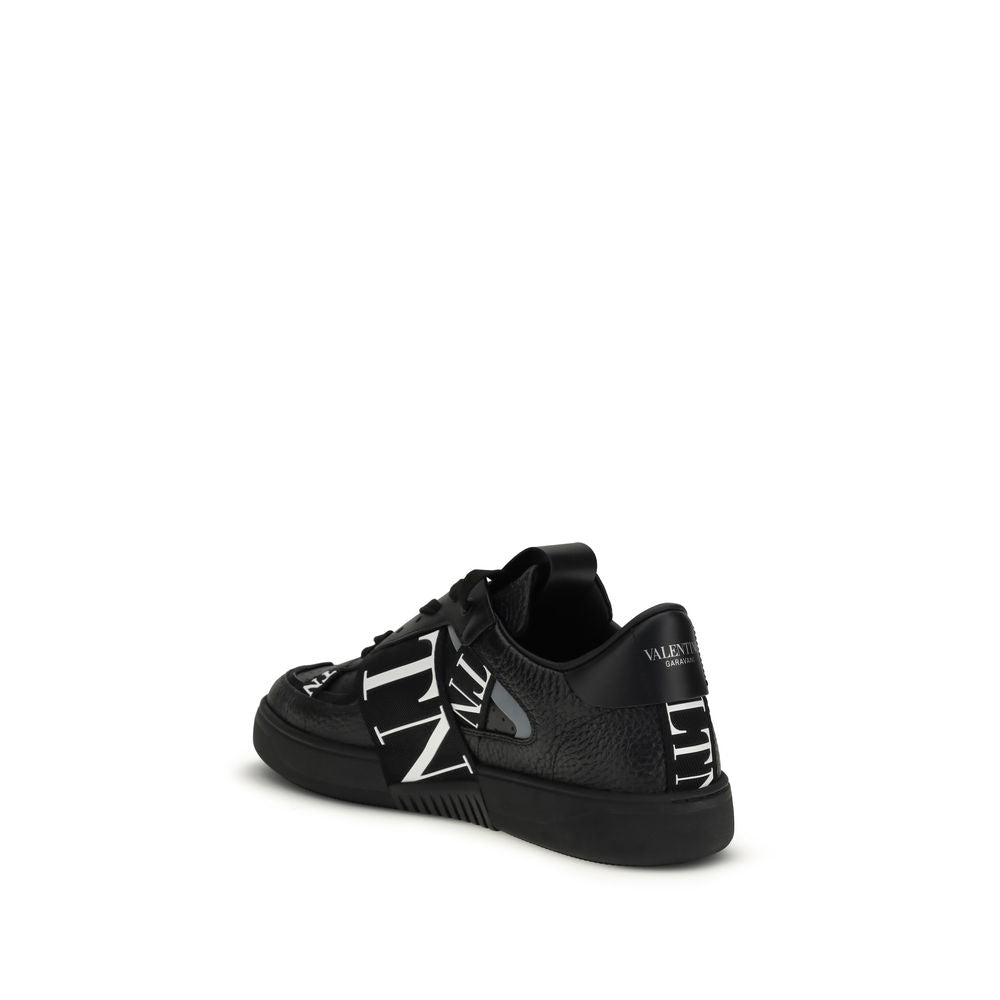 Valentino Garavani Black Calf Leather Bos Taurus Low Top Men's Sneakers