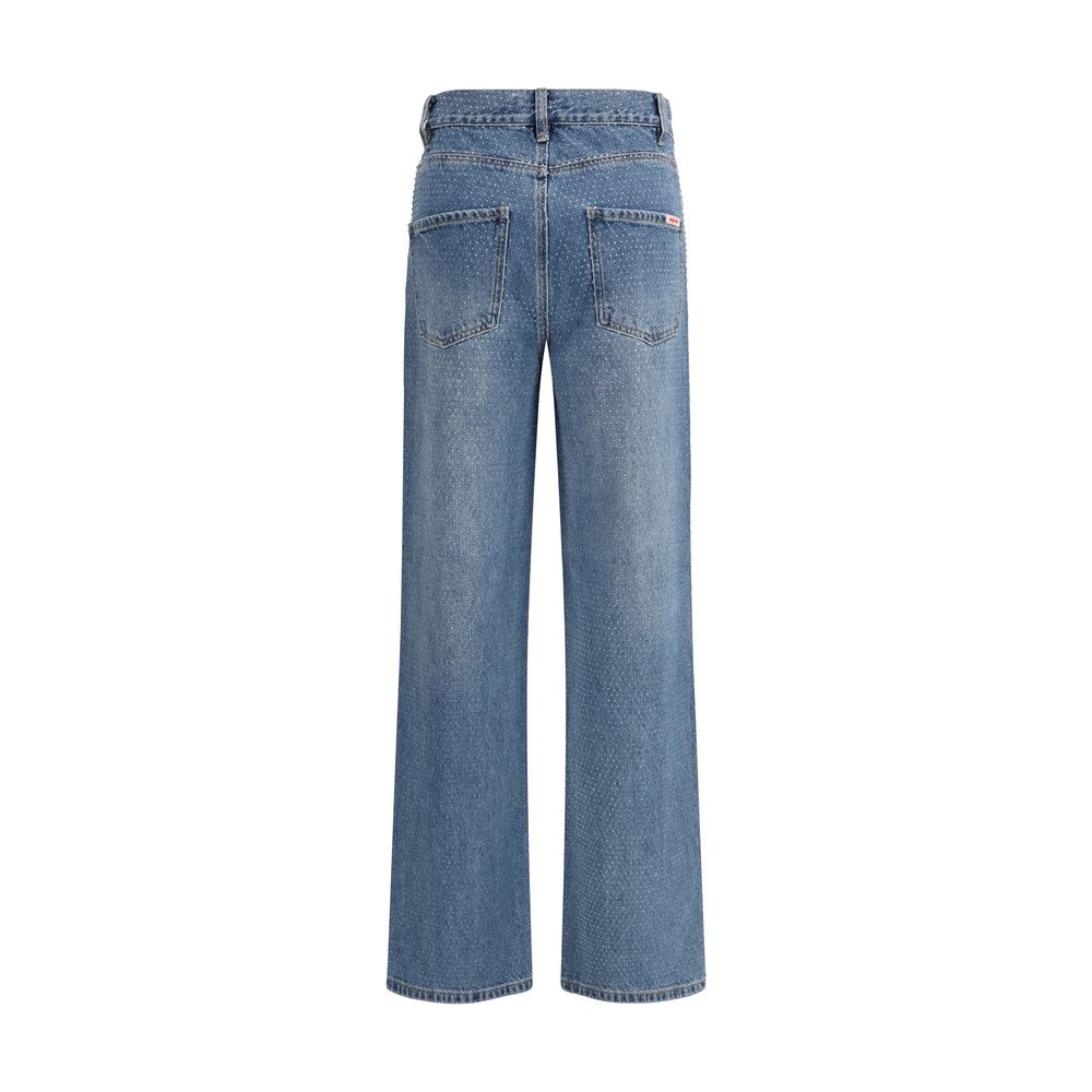 Self-Portrait Blue Cotton Straight-Leg Women's Jeans