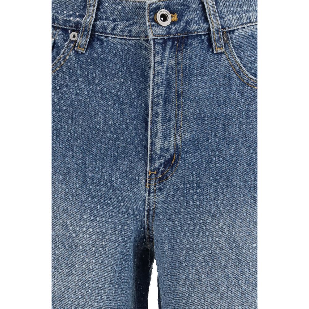 Self-Portrait Blue Cotton Straight-Leg Women's Jeans