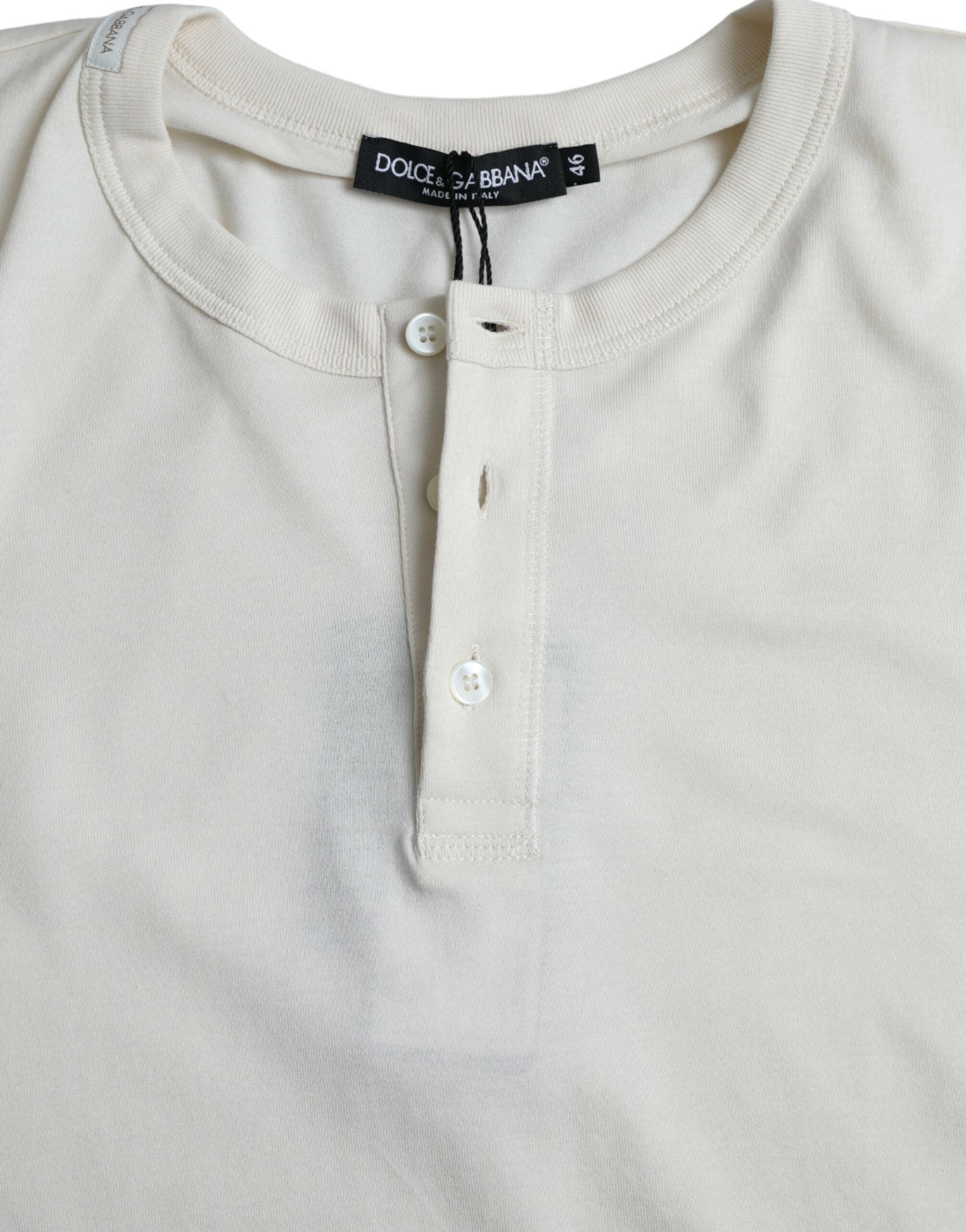 Dolce & Gabbana White Cotton Long Sleeve Men's T-Shirt