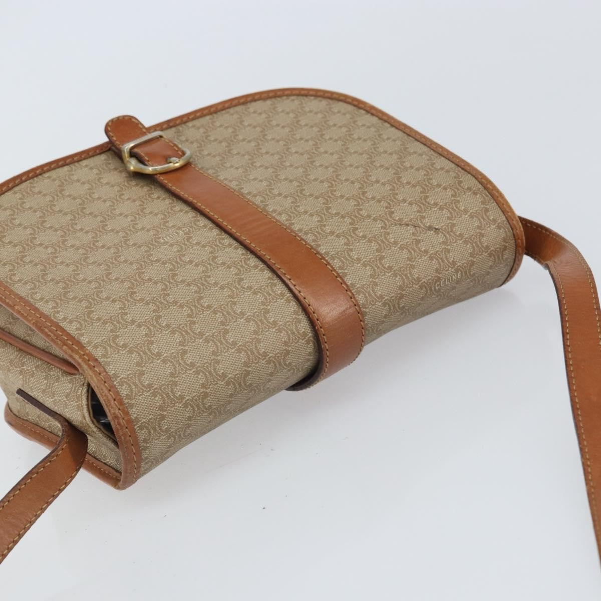 Celine Vintage Macadam Canvas And Leather Beige Canvas Shoulder Bag Bag (Pre-Owned)