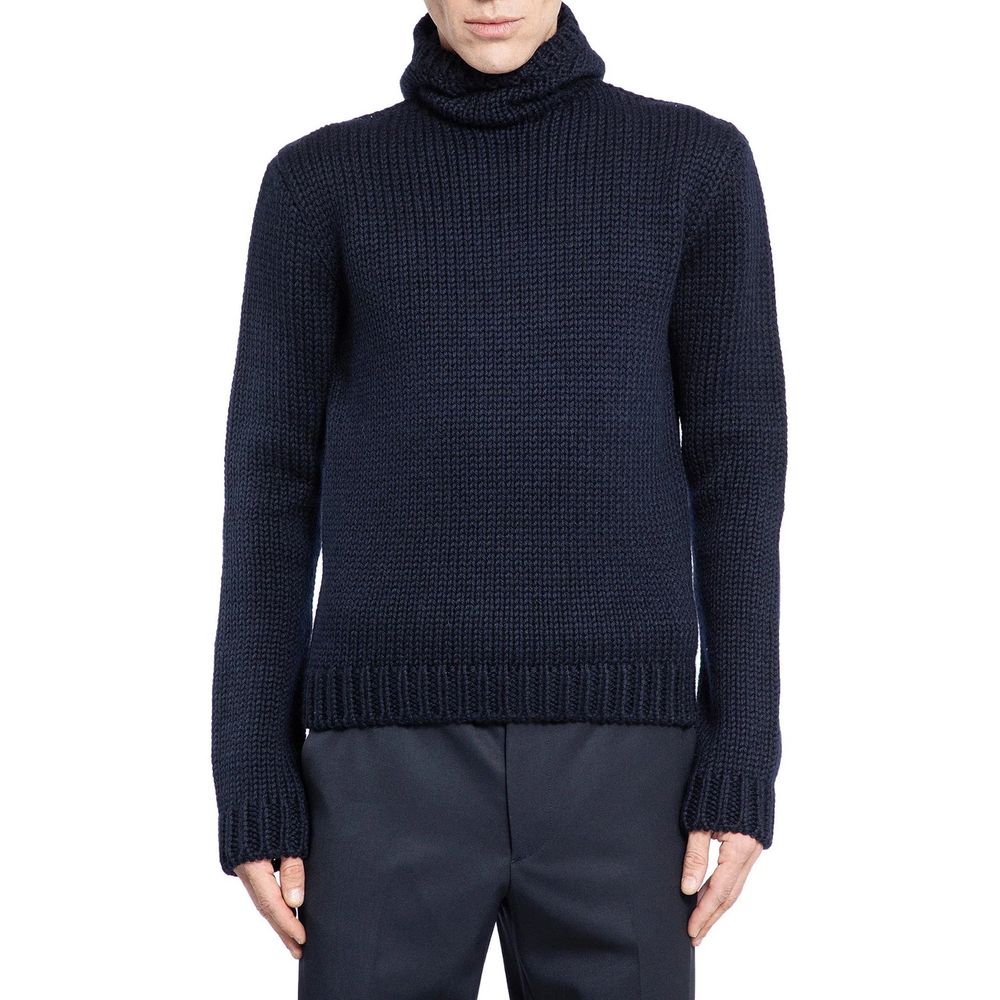 Prada Blue Wool Men's Turtleneck